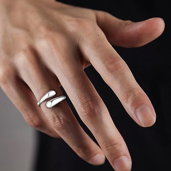 Non Tarnish Gold Chunky Rings Women, Silver Statement Dome Rings Stacking Silver - Picture 1 of 7